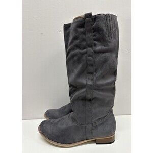 Charles Albert women  gray fabric upper knee high pull on casual boots